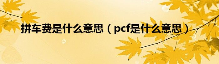 拼车费是什么意思（pcf是什么意思）