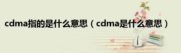 cdma指的是什么意思（cdma是什么意思）