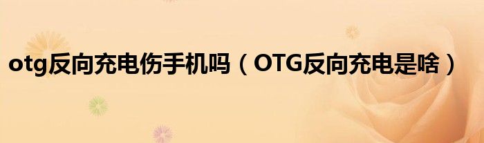 otg反向充电伤手机吗（OTG反向充电是啥）