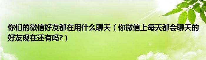 你们的微信好友都在用什么聊天（你微信上每天都会聊天的好友现在还有吗?）