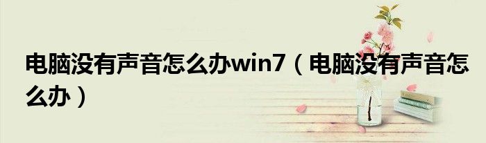 电脑没有声音怎么办win7（电脑没有声音怎么办）