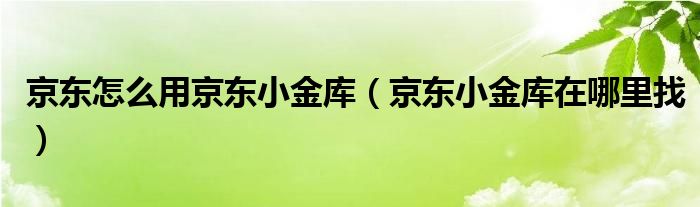 京东怎么用京东小金库（京东小金库在哪里找）