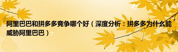 阿里巴巴和拼多多竞争哪个好（深度分析：拼多多为什么能威胁阿里巴巴）