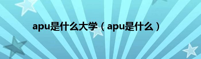 apu是什么大学（apu是什么）