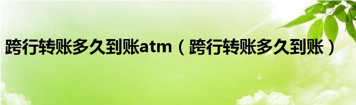 跨行转账多久到账atm（跨行转账多久到账）