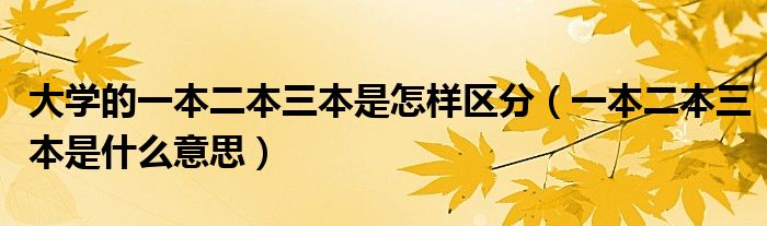 大学的一本二本三本是怎样区分（一本二本三本是什么意思）