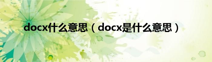 docx什么意思（docx是什么意思）