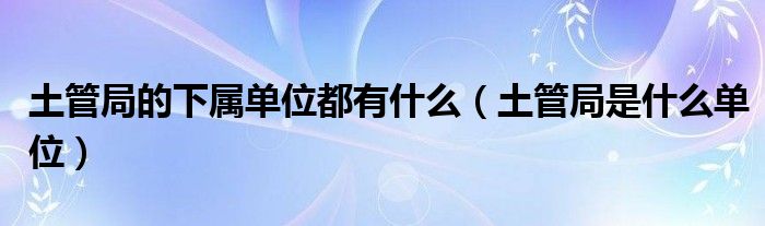 土管局的下属单位都有什么（土管局是什么单位）