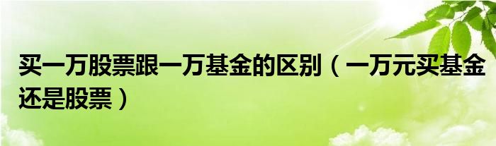 买一万股票跟一万基金的区别（一万元买基金还是股票）