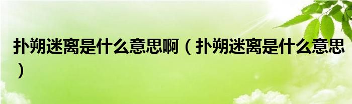 扑朔迷离是什么意思啊（扑朔迷离是什么意思）