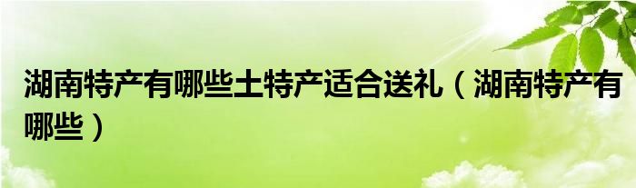 湖南特产有哪些土特产适合送礼（湖南特产有哪些）