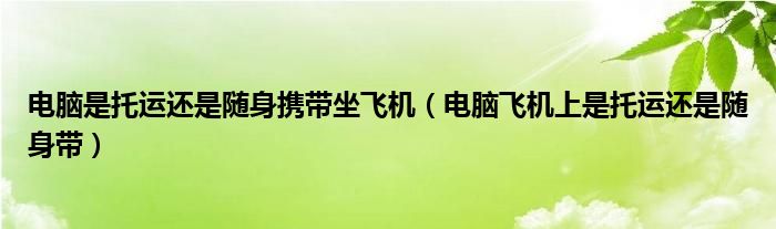 电脑是托运还是随身携带坐飞机（电脑飞机上是托运还是随身带）