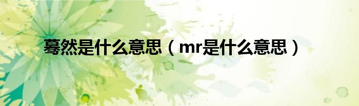 蓦然是什么意思（mr是什么意思）