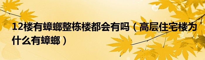 12楼有蟑螂整栋楼都会有吗（高层住宅楼为什么有蟑螂）