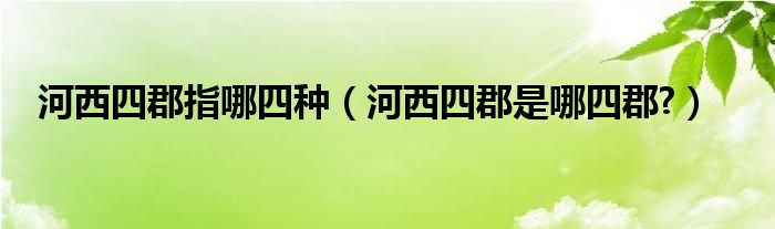 河西四郡指哪四种（河西四郡是哪四郡?）