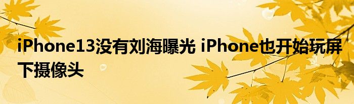 iPhone13没有刘海曝光 iPhone也开始玩屏下摄像头