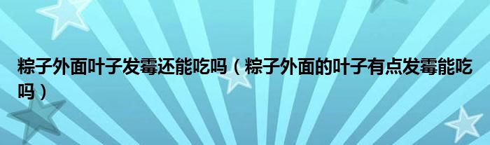 粽子外面叶子发霉还能吃吗（粽子外面的叶子有点发霉能吃吗）