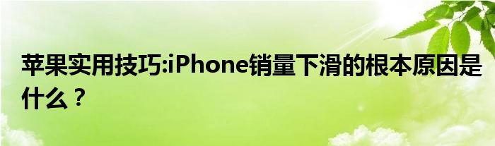 苹果实用技巧:iPhone销量下滑的根本原因是什么？