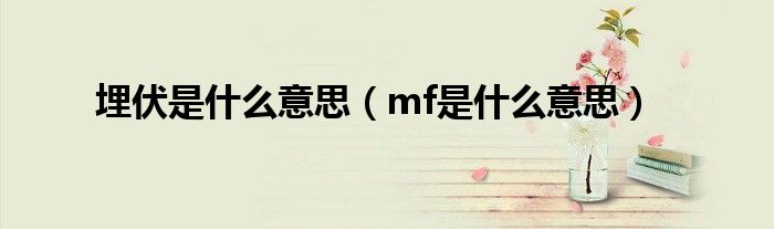 埋伏是什么意思（mf是什么意思）