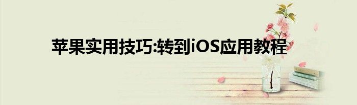 苹果实用技巧:转到iOS应用教程