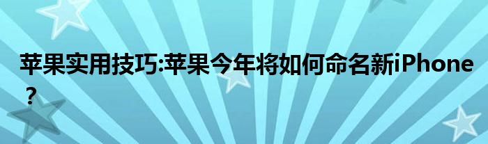 苹果实用技巧:苹果今年将如何命名新iPhone？