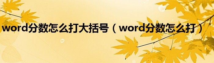 word分数怎么打大括号（word分数怎么打）