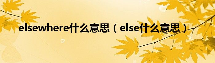 elsewhere什么意思（else什么意思）