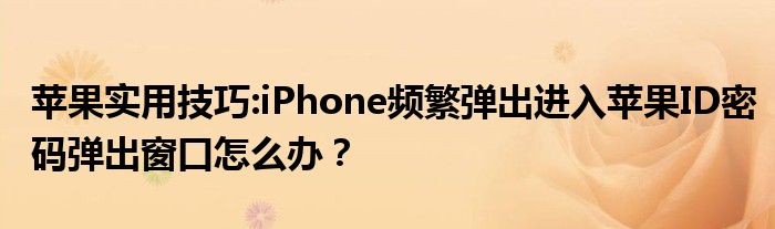 苹果实用技巧:iPhone频繁弹出进入苹果ID密码弹出窗口怎么办？