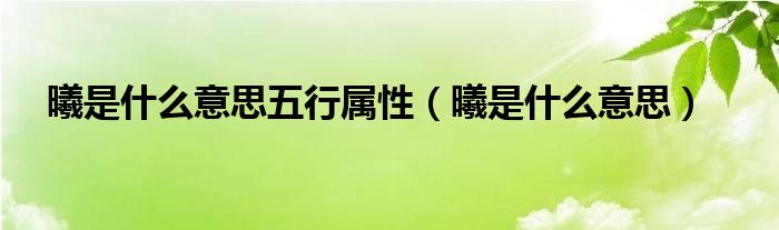 曦是什么意思五行属性（曦是什么意思）