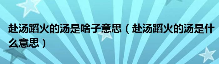 赴汤蹈火的汤是啥子意思（赴汤蹈火的汤是什么意思）