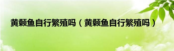 黄颡鱼自行繁殖吗（黄颡鱼自行繁殖吗）