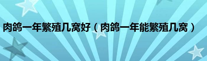 肉鸽一年繁殖几窝好（肉鸽一年能繁殖几窝）