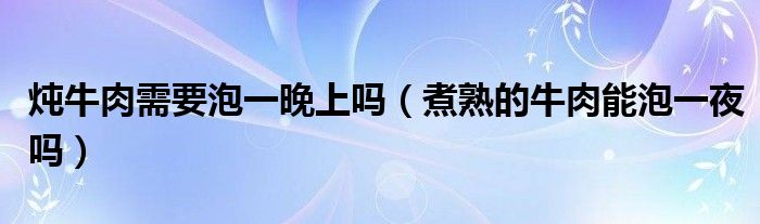 炖牛肉需要泡一晚上吗（煮熟的牛肉能泡一夜吗）