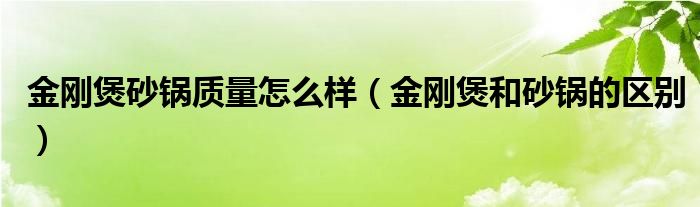 金刚煲砂锅质量怎么样（金刚煲和砂锅的区别）