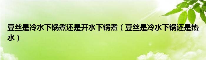 豆丝是冷水下锅煮还是开水下锅煮（豆丝是冷水下锅还是热水）