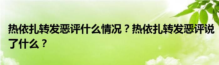 热依扎转发恶评什么情况？热依扎转发恶评说了什么？