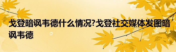 戈登暗讽韦德什么情况?戈登社交媒体发图暗讽韦德