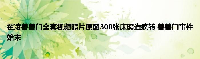 翟凌兽兽门全套视频照片原图300张床照遭疯转 兽兽门事件始末 