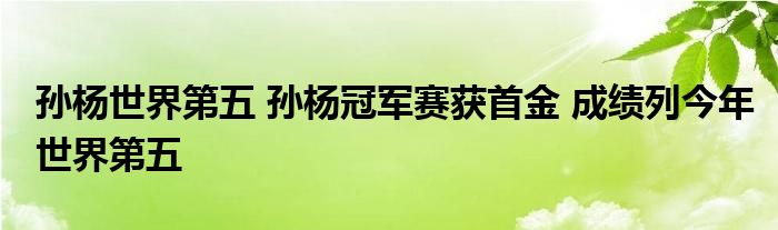 孙杨世界第五 孙杨冠军赛获首金 成绩列今年世界第五