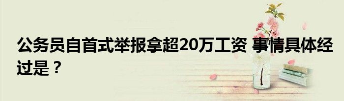 公务员自首式举报拿超20万工资 事情具体经过是？