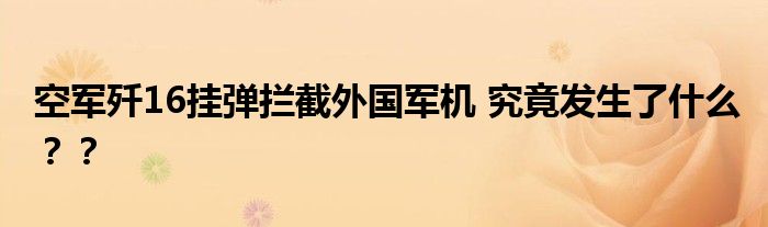 空军歼16挂弹拦截外国军机 究竟发生了什么？？