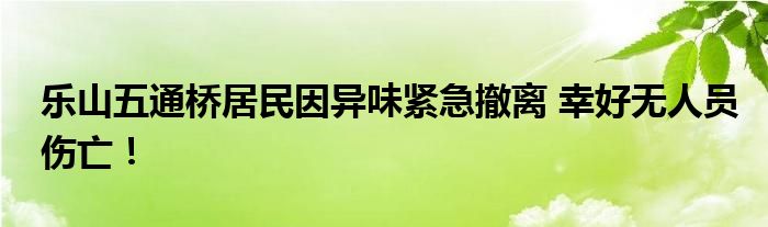 乐山五通桥居民因异味紧急撤离 幸好无人员伤亡！