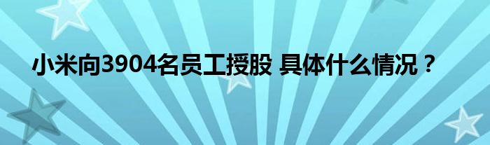 小米向3904名员工授股 具体什么情况？