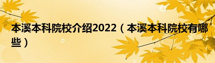 本溪本科院校介绍2022（本溪本科院校有哪些）