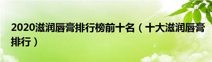 2020滋润唇膏排行榜前十名（十大滋润唇膏排行）