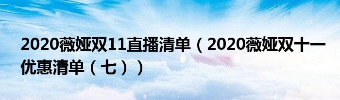 2020薇娅双11直播清单（2020薇娅双十一优惠清单（七））