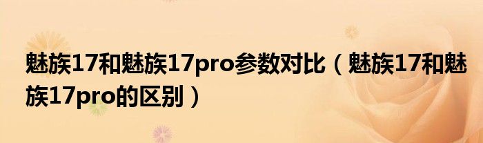 魅族17和魅族17pro参数对比（魅族17和魅族17pro的区别）