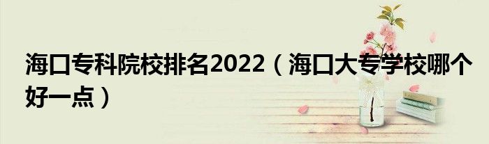 海口专科院校排名2022（海口大专学校哪个好一点）