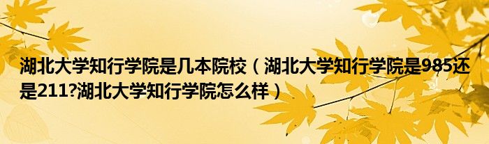 湖北大学知行学院是几本院校（湖北大学知行学院是985还是211?湖北大学知行学院怎么样）