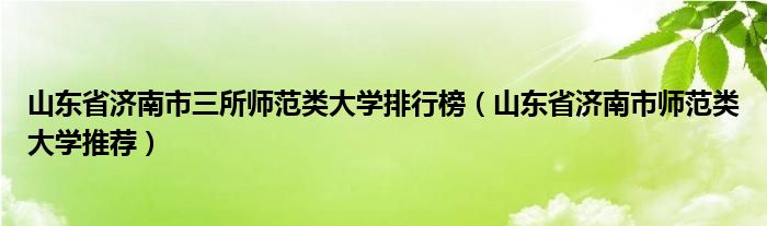 山东省济南市三所师范类大学排行榜（山东省济南市师范类大学推荐）